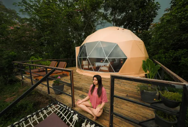Couple glamping retreat | Luxury glamping for couples | Best glamping stays | Romantic glamping experience | Secluded glamping getaway | Honeymoon glamping package | Eco-luxury glamping | Private glamping dome | Glamping with bonfire | Best romantic nature stays | Unique couple stays | Offbeat romantic retreats | Stargazing glamping | Beachside glamping for couples | Mountain glamping getaway