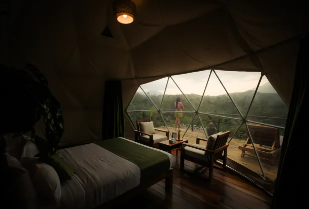 Couple glamping retreat | Luxury glamping for couples | Best glamping stays | Romantic glamping experience | Secluded glamping getaway | Honeymoon glamping package | Eco-luxury glamping | Private glamping dome | Glamping with bonfire | Best romantic nature stays | Unique couple stays | Offbeat romantic retreats | Stargazing glamping | Beachside glamping for couples | Mountain glamping getaway